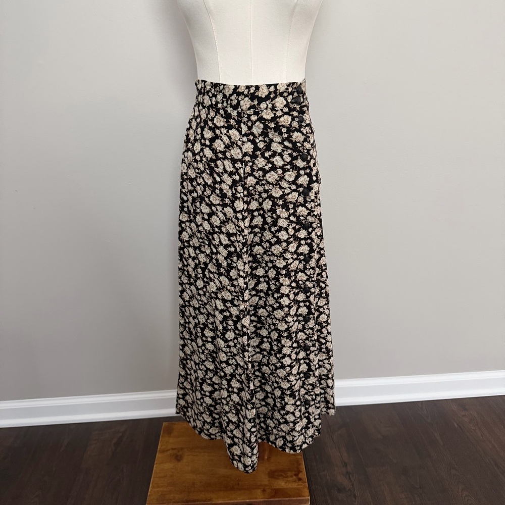 Vintage Midi Floral Skirt Cottagecore Boho Bohemian Whimsical Prairie Western